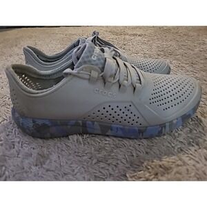 Crocs LiteRide Pacer Gray Camo Trim Women's Sneakers Size 9 Sport Comfort